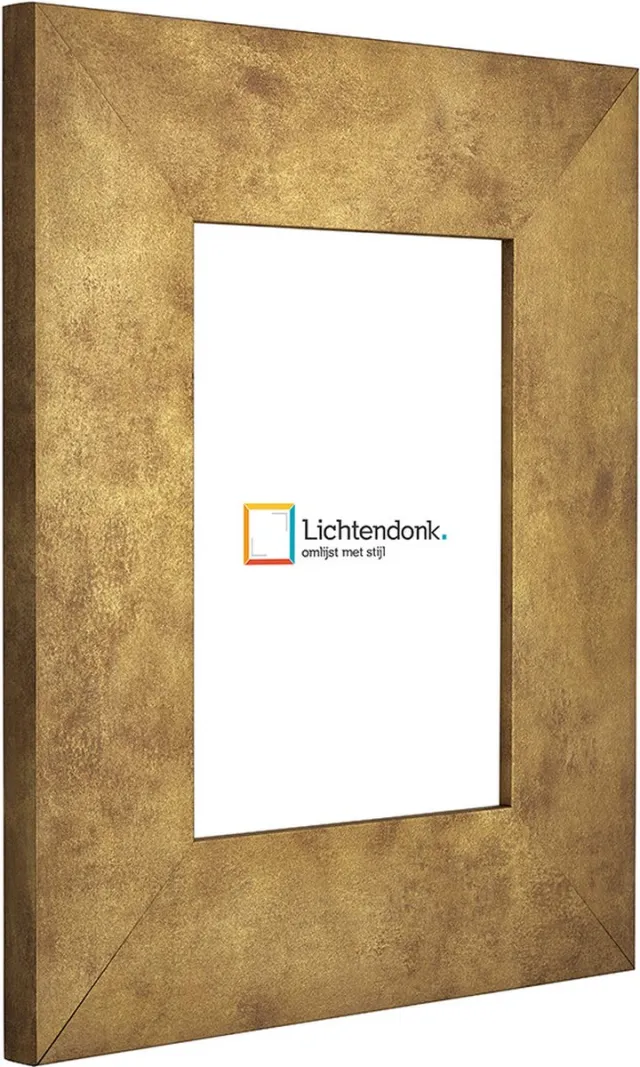 Lichtendonk Fotolijst - Goud Industrieel - 6 cm breed profiel - Fotomaat 57x86,5 - Ontspiegeld ACRYLITE - Art.nr. 101155418578653