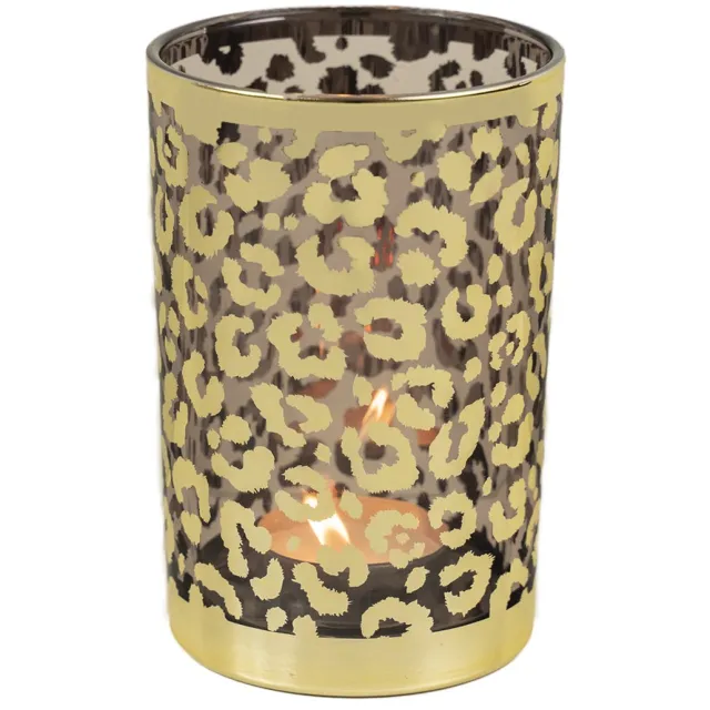 Mars & More *Theelichthouder luipaard stippen goud large 18cm*