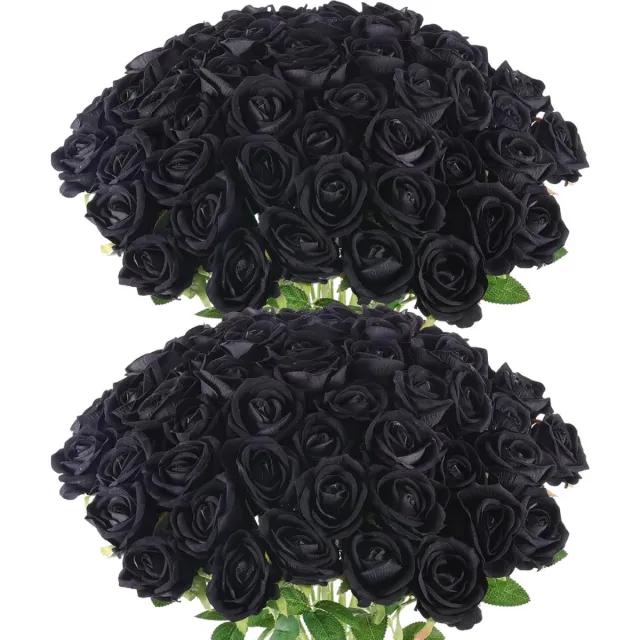 ROSIFY Kunstbloemen Nepbloemen - Kunstrozen - Zijden Bloemen - Set van 50 Kunst Rozen - 50cm - Zwart Zwart 50 stuks