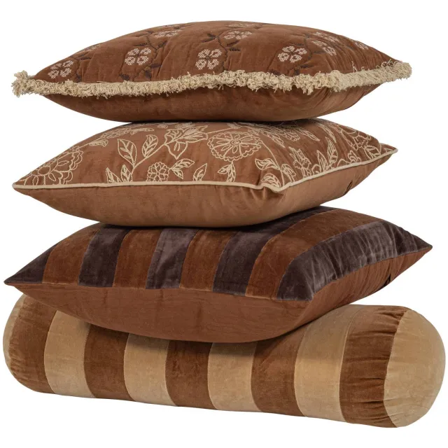 WOOOD Rela Kussens Bruin/Ecru - Set Van 4 - 50x50x10 brown/ecru