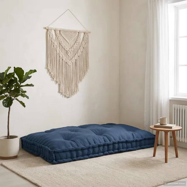 vidaXL Pallet - Sofa - Kussen - Stof - Indigo - 120 - x - 80 - x - 12 - cm