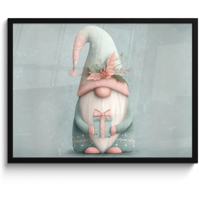 FrameYourWall Poster in lijst - Fotolijst 70x50 cm - Posters - Kerstgnome - Cadeau - Groen - Posterlijst zwart - Decoratie - Wanddecoratie woonkamer - Muurdecoratie slaapkamer - Kerstversiering - Kerstdecoratie voor binnen - Kerstmis
