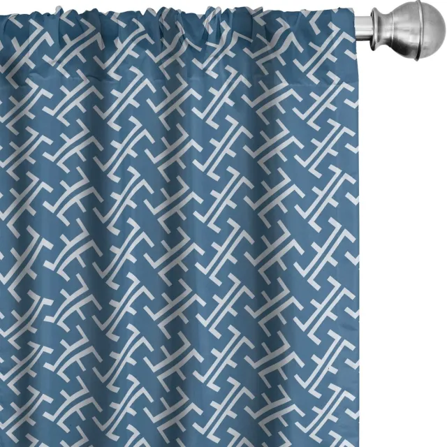 ABAKUHAUS Oceaan-geïnspireerde gordijnen 2x75x225 cm – blauw-wit, microfaser Blauw Wit