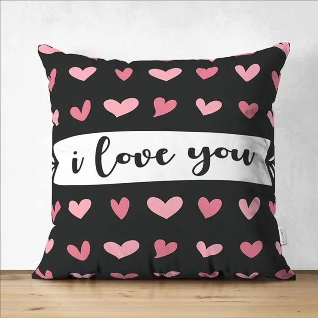 De Groen Home Velvet Kussenhoesjes - kussenhoes - I Love You - 45x45 cm - Hartjes- Kussenloop - Fluweel - valentijn cadeautje voor haar Grijs - Roos