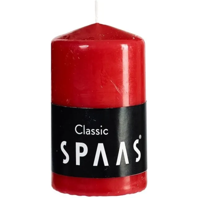 SPAAS Cilinderkaars/stompkaars - rood - 1x - 6 x 10 cm - 25 branduren - horeca kaarsen