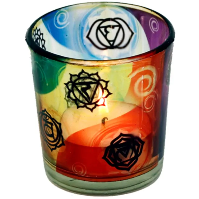 Phoenix Import Mani Bhadra Sfeerlicht 7 chakra's - 6x5 - Glas Wit
