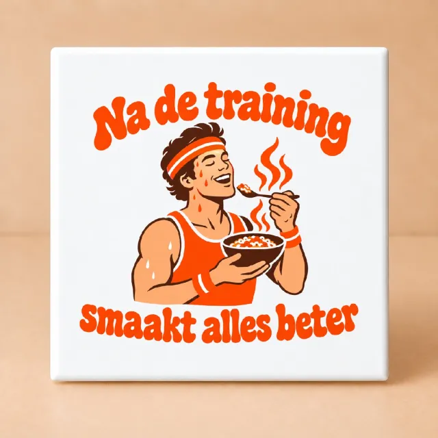 Bedruk King Retro jaren 70 Hardlopers tegen de feestdagenkilo’s Tegel – Speelse wanddecoratie voor sportieve hardloopfans - 11 x 11 cm Wit