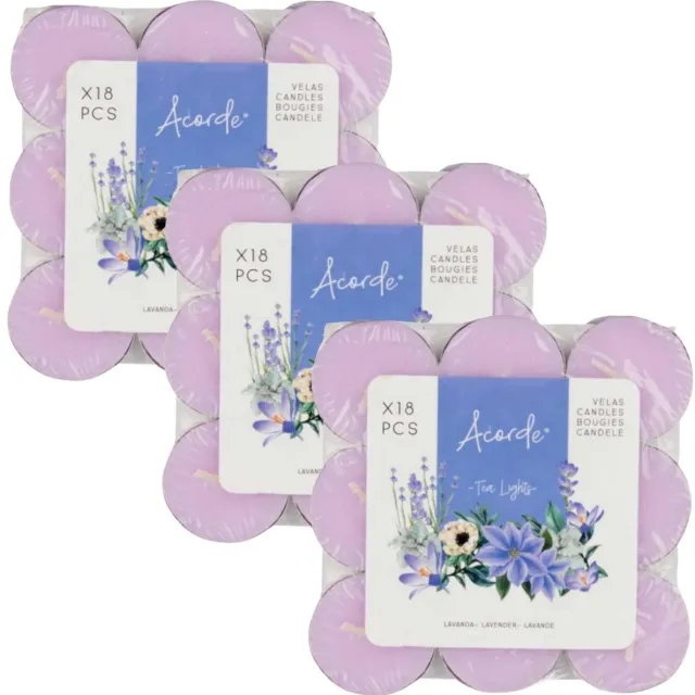 Atmosphera Acorde theelichtjes - lavendel geur - 54x - paars - waxinelichtjes/geurkaarsen - 3 branduren Lavender paars