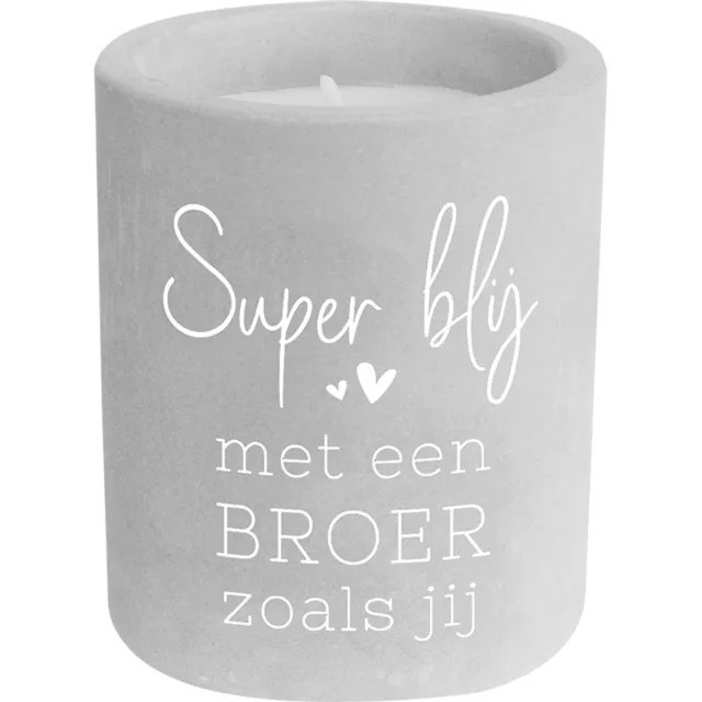 Paper dreams Kaarsje Broer - 6,5x6,5x8 cm - Cement