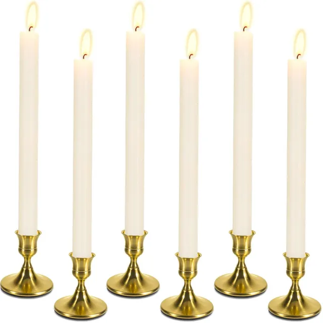 Ibenzoa Set van 6 Gouden Metalen Kandelaren voor Stijlvolle Decoraties en Feestelijke Gelegenheden