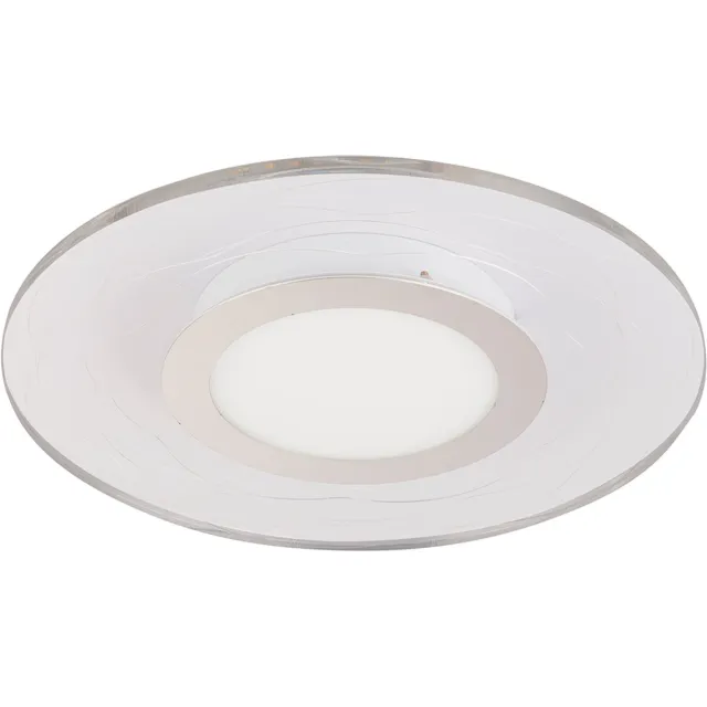 Globo Lighting Plafondlamp rond 45 cmPlafondlamp LED voor woonkamer, gesatineerd acryl met decoratieve lijnen, 18W 1000lm 3000K, DxH 35x4,5 cm Wit