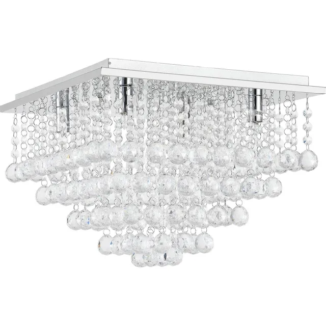 lux.pro Plafondlamp Veli Prisma 28x38x38 met kristallen chroom 4xG9 chroom em kristal wit