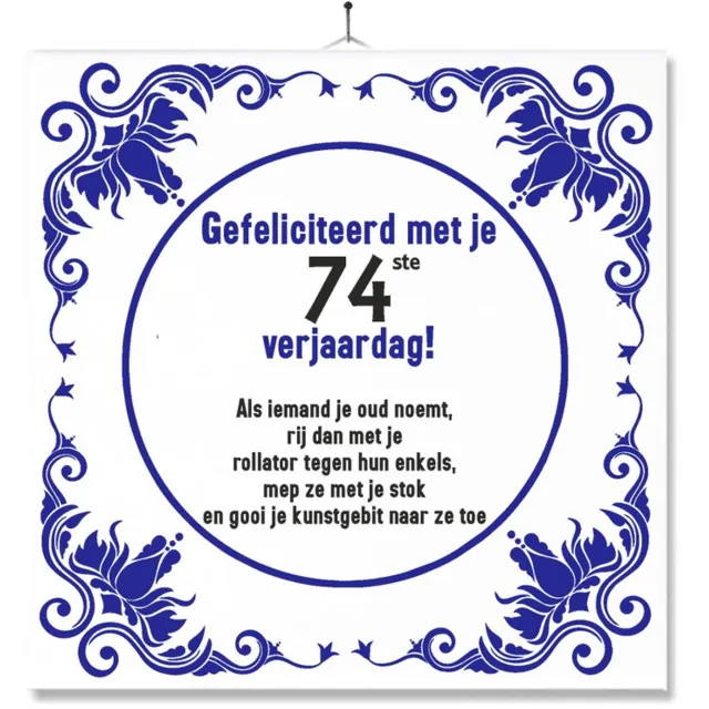 MC Living Tegel Met Opdruk | Grappig | Humor | Verjaardag kado | Gefeliciteerd met je 74ste verjaardag Multi-Color