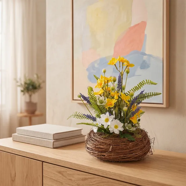 maxifleur Kunstplanten Kunstbloemstuk Kiki Marseille 60cm Geel