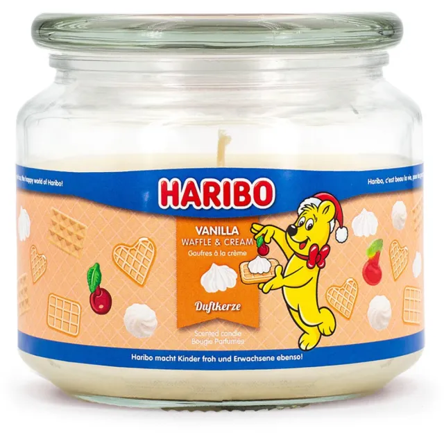 Haribo geurkaars-vanille-wafelcrème-geur beige