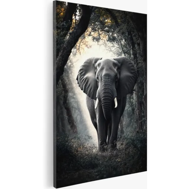 Saammp Canvas Schilderij - olifant - bos - Dieren - Natuur - 30x45 - Foto op canvas - Wanddecoratie - Muurdecoratie Woonkamer - Slaapkamer decoratie - Canvas Print Multicolor