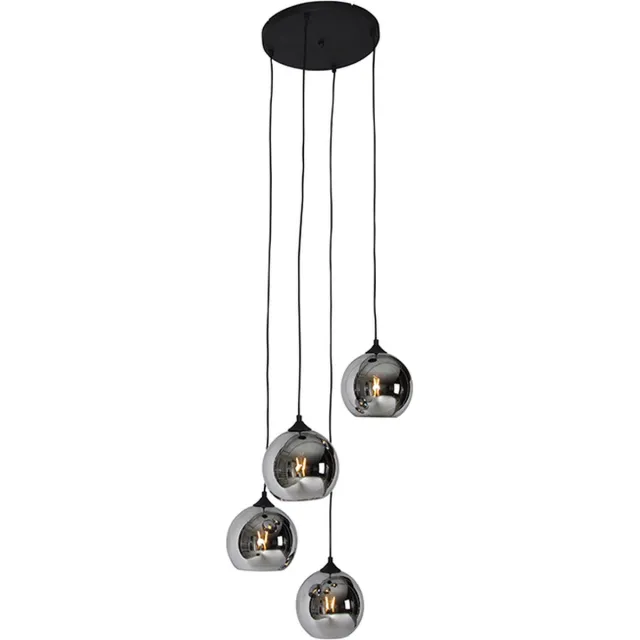QAZQA wallace - Art Deco Hanglamp - 4 lichts - Ø 50 cm - Grijs - Woonkamer | Slaapkamer | Keuken