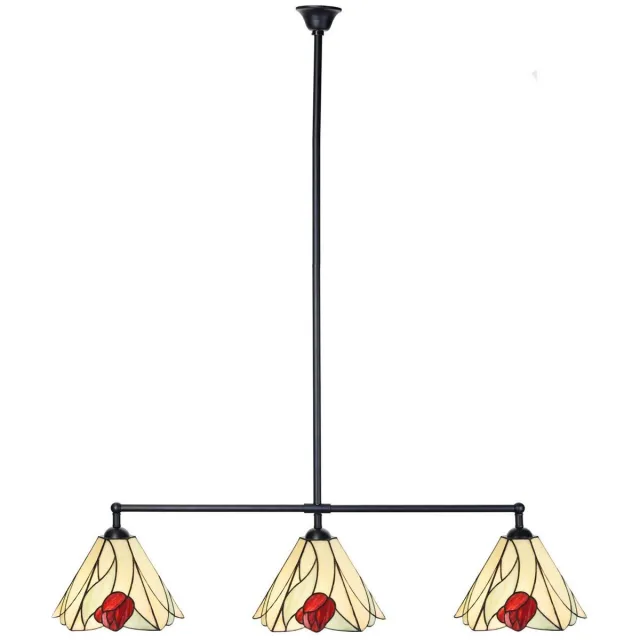 Coloured by Art Tiffany T-lamp 3 lichts Tulip - Art Deco Trade Rood