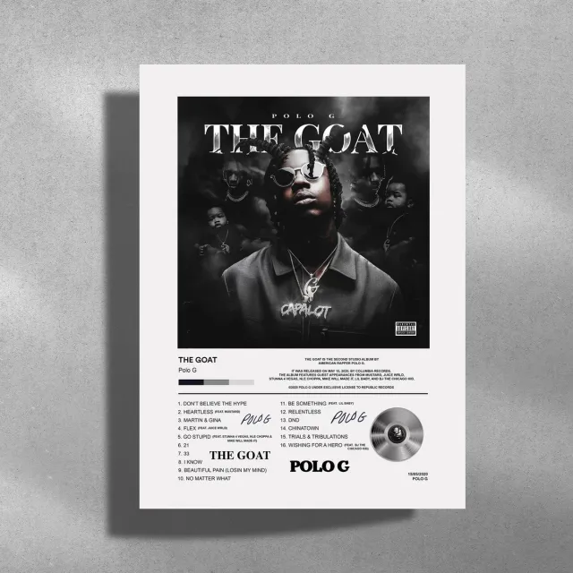 Luxe poster Polo G - The Goat - Metalen Poster 30x40cm Zwart