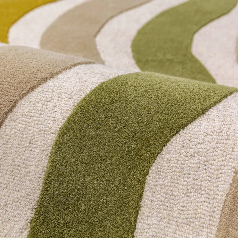 Flair Rugs Cascade Wool Scallop vloerkleed groen, foto 4