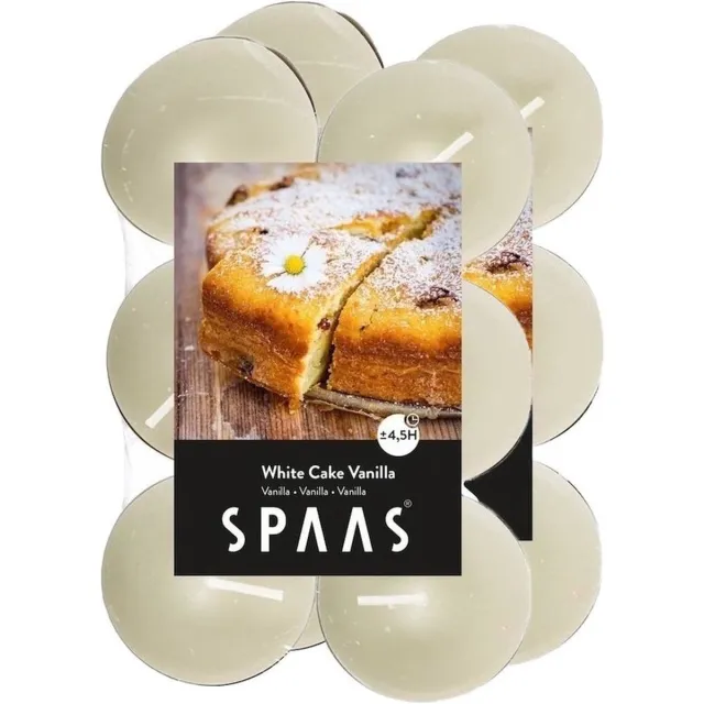 Spaas Geurtheelichtjes/waxinelichtjes - 24x - White Cake Vanilla - 4,5 branduren - geurkaarsen Creme
