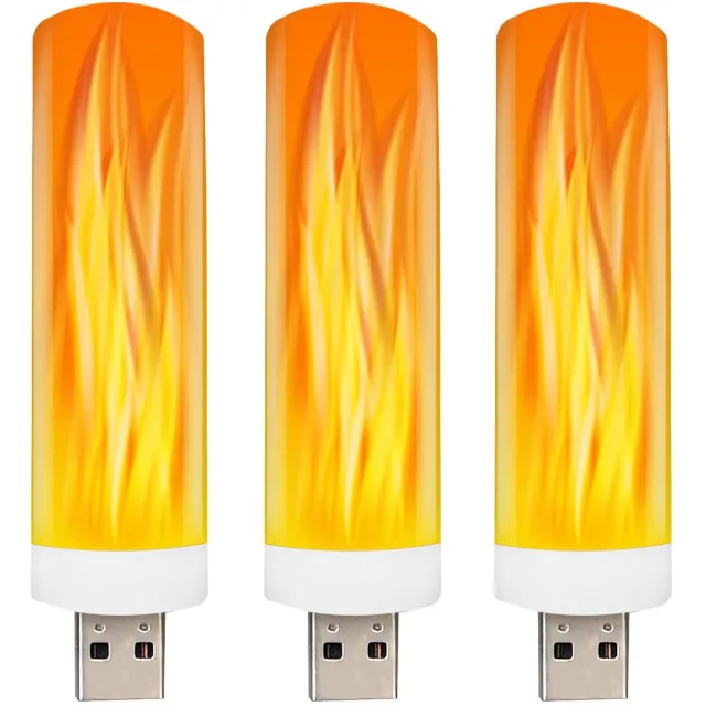 Ynkkvre LED-vlameffectlamp – Vuurvlam Lamp – LED Flame – USB-nachtlampje – 3 stuks – Realistisch 360° flikkerend vlameffect – Veilig en hittervrij – Voor binnen en buiten wit
