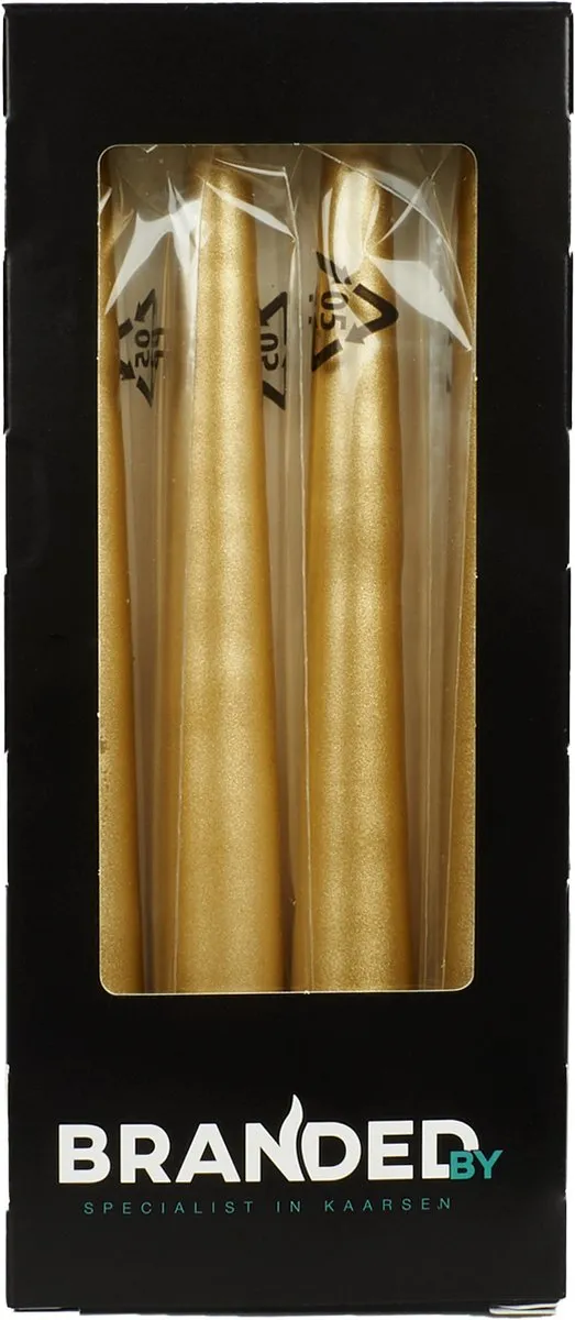Branded by gouden dinerkaarsen - 2,2x19,5cm - 5h