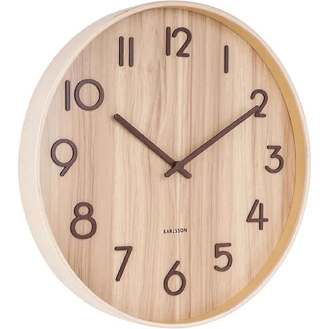 Karlsson Wandklok Pure - Licht lindehout - Medium - Ø40cm - Scandinavisch Bruin