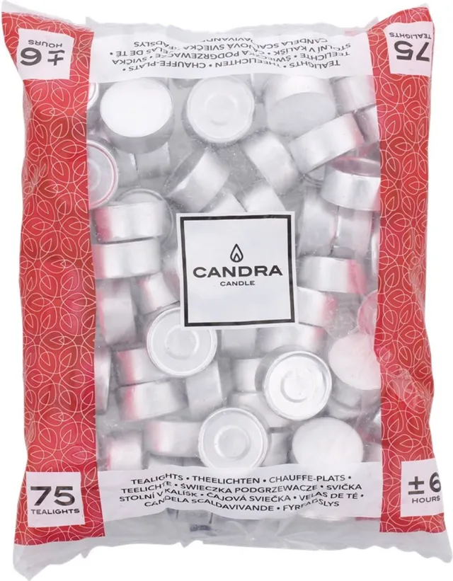 Candra theelichten 75 waxinelichtjes 6 branduren voor decoratie kaarsen sfeerverlichting kerst feestdagen wit