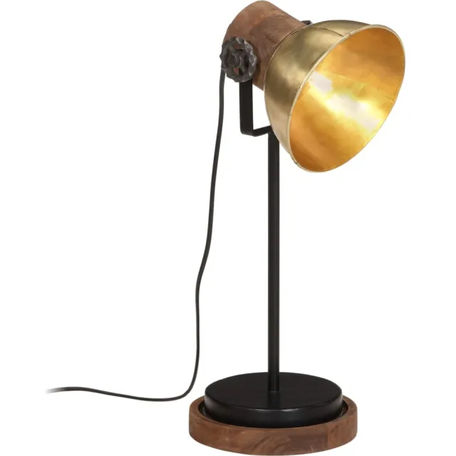vidaXL Bureaulamp 25 W E27 17x17x50 cm antiek messingkleurig Bruin
