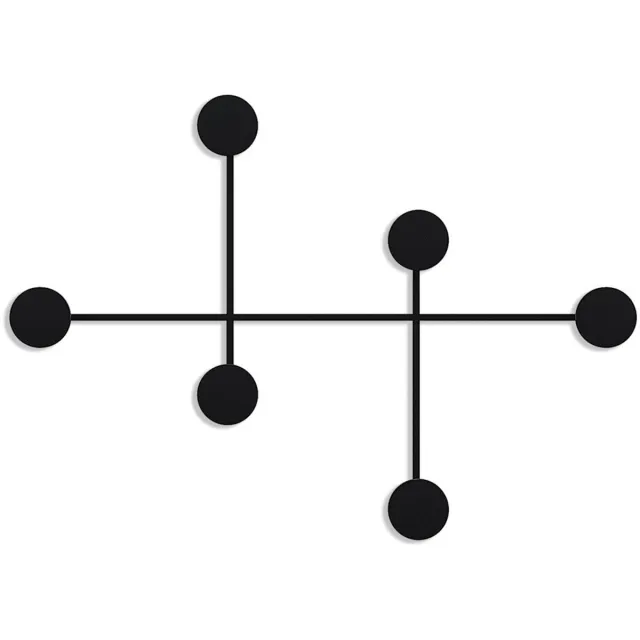 CaliCosy Kapstok voor aan de muur met 6 haken in zwart metaal H60 cm – DAMA