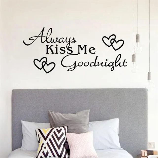 PVE Trading Muursticker Always kiss me goodnight - Muursticker slaapkamer - Slaapkamer muursticker - Afmeting L58 x B22 cm Zwart