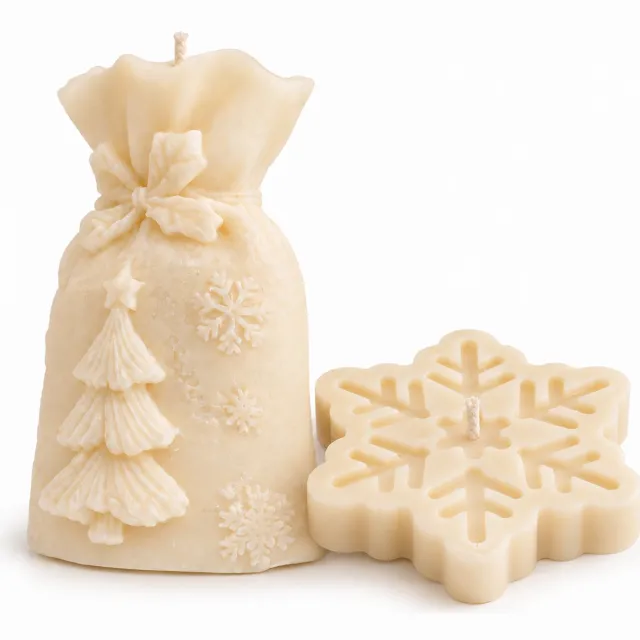 Scentulp Sneeuwstilte - Kerstkaarsenset - Ivoor - 2 Stuks Warm ivoor