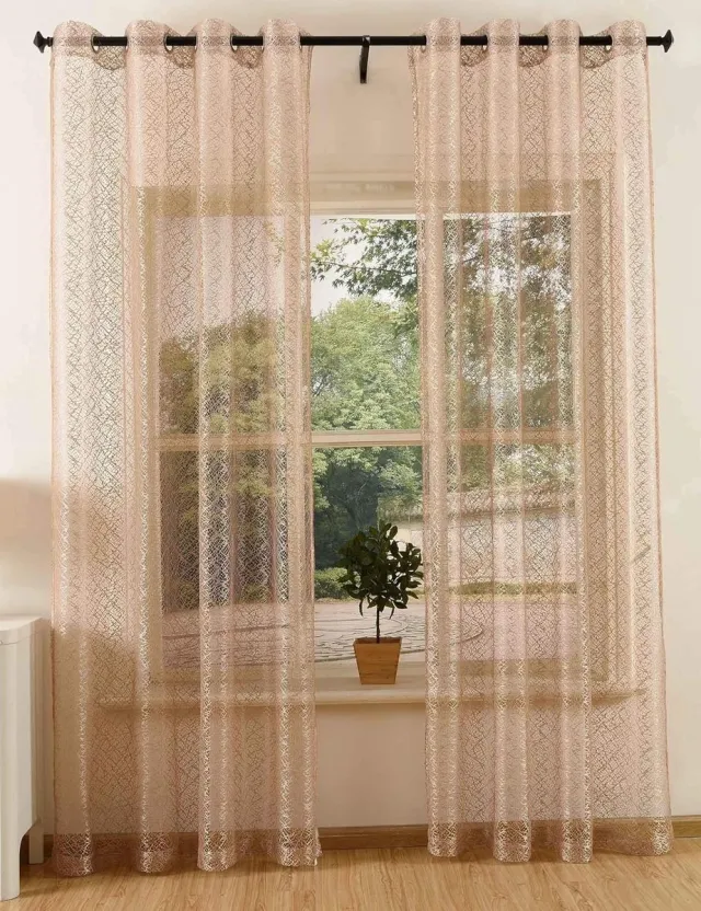 Ibenzoa Transparante Decoratieve Gordijnen met Oogjes - Volledige Zichtbaarheid en Privacy taupe