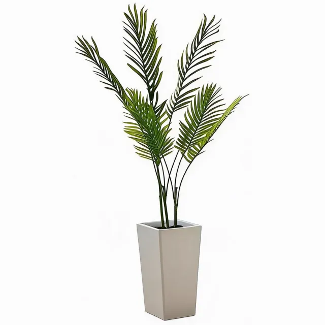 Danky Premium - 132cm luxe natuurgetrouwe tropische areca kunstpalm met hoog wit pot en natuurmos duurzame uv-bestendige PEVA bladeren voor interieur en buitendecoratie groen