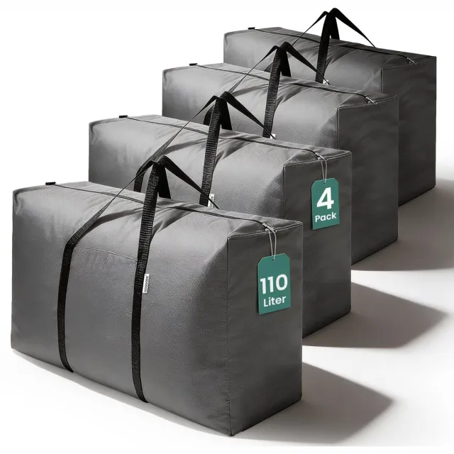 GoGoods Opbergtas XXL - 4x 110L - Organizer voor Kleding en Dekbed - 80x30x47 cm - Met Ritssluiting - Textiel - Grijs