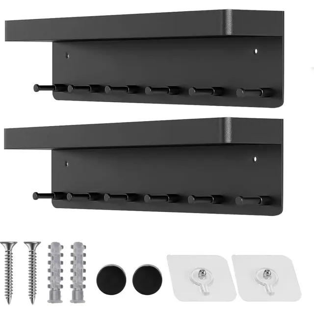 My Ninki ® Stijlvol en Functioneel Sleutelrek met Opbergruimte voor Wandmontage in Huis en Kantoor zwart