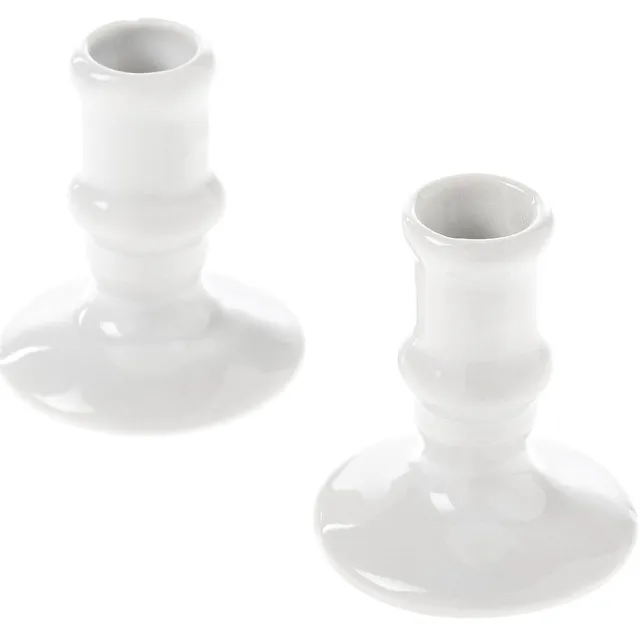Danilovo Set van 2 puntige kaarsenhouders voor dunne kaarsen – Handgemaakte keramische kaarsenhouder – Stevige puntige kaarsenhouder – Kaarsenhouder voor smalle kaarsen – Woonkamerdecoratie van Danilovo (Classic White) Klassiek Wit
