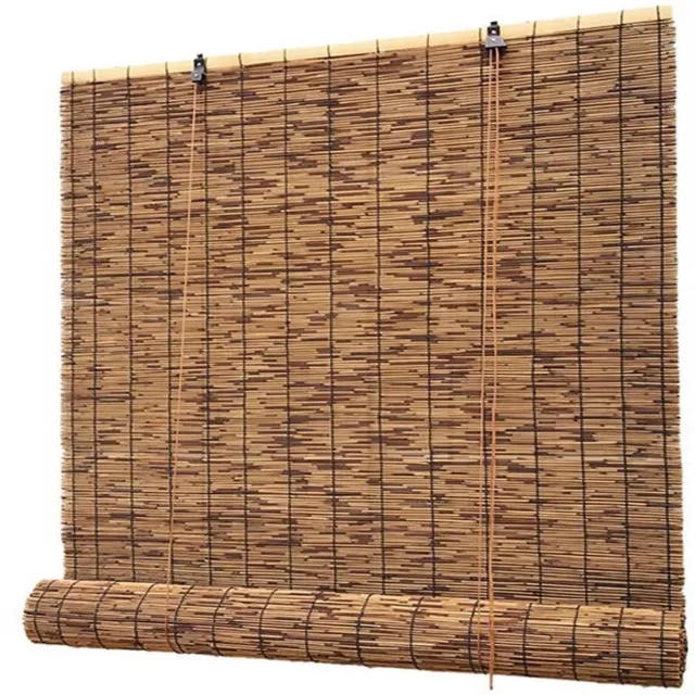 Famanu Bamboe rolgordijnen voor keukenramen en veranda's, verduisterend en privacyverhogend, beschikbaar in verschillende breedtes, ideaal voor buitengebruik, 165 x 150 cm wit