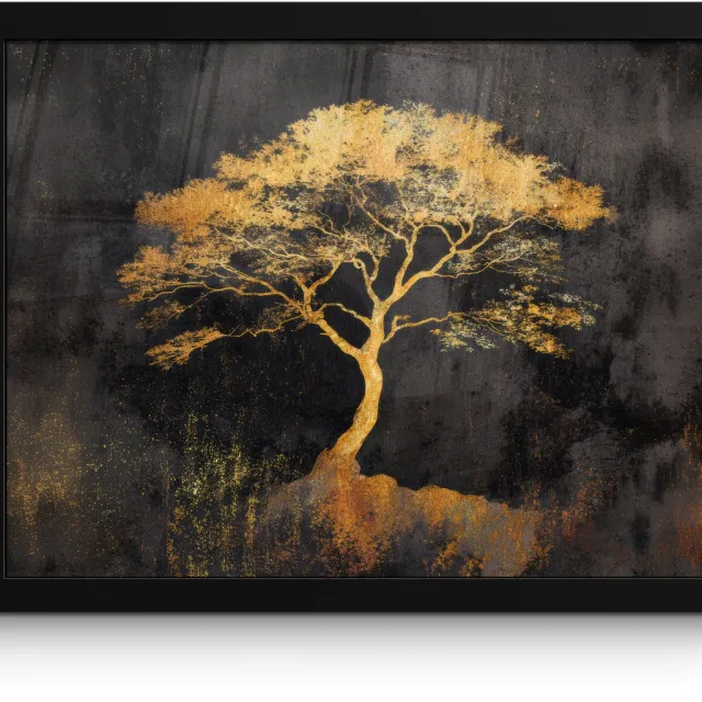 FrameYourWall Poster in lijst - Fotolijst 40x30 cm - Posters - Boom - Schilderij - Goud - Abstract - Posterlijst zwart - Decoratie - Wanddecoratie woonkamer - Muurdecoratie slaapkamer