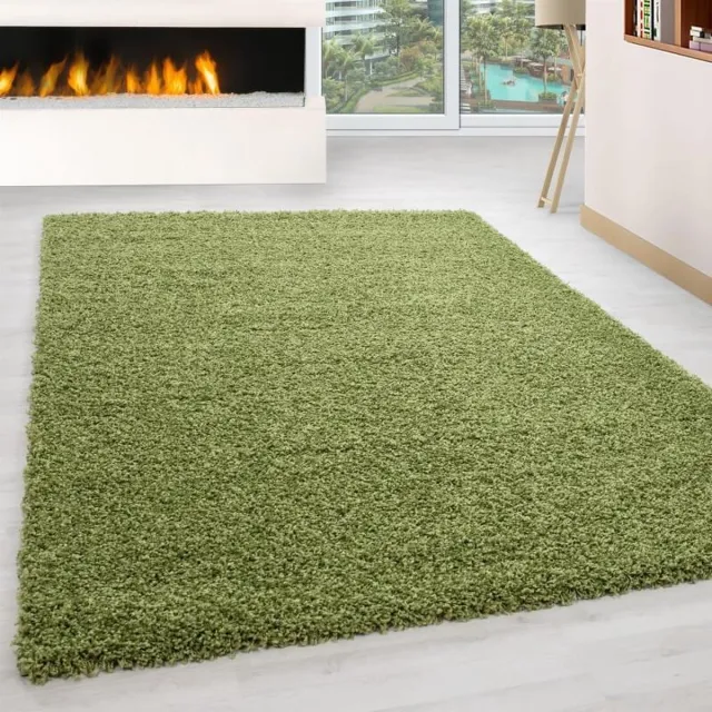 flycarpets Hoogpolig vloerkleed, effen kleur - gewoon groen, vloerkleed voor de woonkamer, jute achterkant, afmeting: 160 cm rond