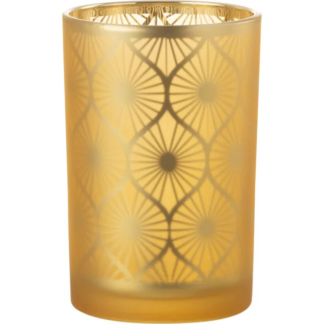 J-Line windlicht Ruit Bloemen - glas - geel - large Multi