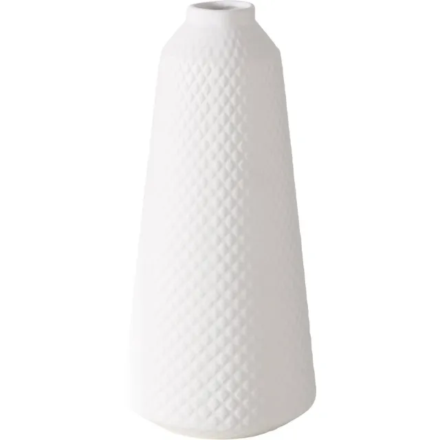 Boltze Moderne witte conische vaas van keramiek met wafelstructuur