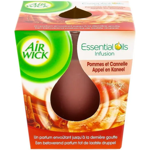 Air Wick 2x Air Wick geurkaars Appel Kaneel 105 gram | 2x geurkaars in glas rood