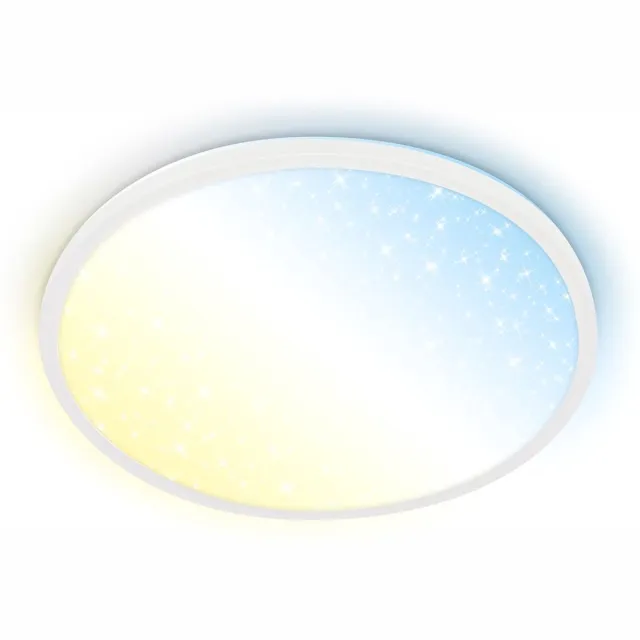 B.K.Licht BRILONER Slim – CCT Plafondlamp – dimbaar en met sterrenhemel effect – met afstandsbediening – indirecte verlichting – voor voonkamer– Ø37,5 cm Wit (met CCT)