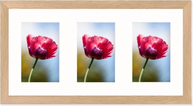 SecaDesign Anima Drieluik Fotolijst - Fotomaat 10x15 cm - Essenhout kleur bruin