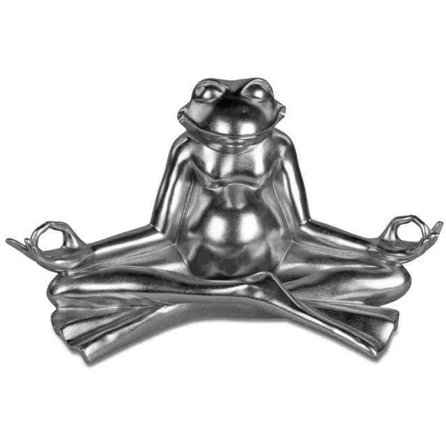 Boltze Kikker - Yoga- Polyserin - Zilver - 34 x19x21cm - Beeld - Decoratie