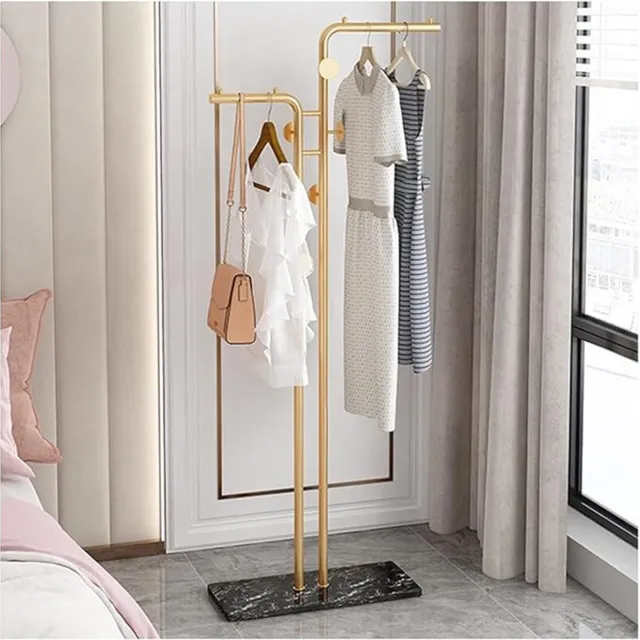 LUXALIVING Staande Kapstok met Marmeren Voet – 5 Haken –Goud/Zwart – Moderne Garderobe Kapstok – Hal / Entree / Slaapkamer – 170 cm
