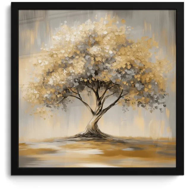 FrameYourWall Poster in lijst - Fotolijst 40x40 cm - Posters - Schilderij - Boom - Abstract - Bladeren - Posterlijst zwart - Decoratie - Wanddecoratie woonkamer - Muurdecoratie slaapkamer