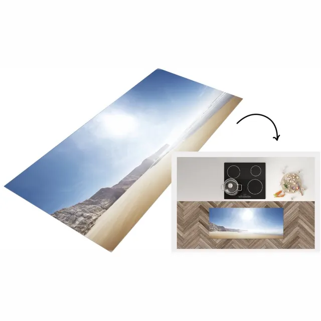 KitchenYeah Keukenloper - Loper keuken - Strand - Stenen - Zon - Keukenloper vinyl Multicolor